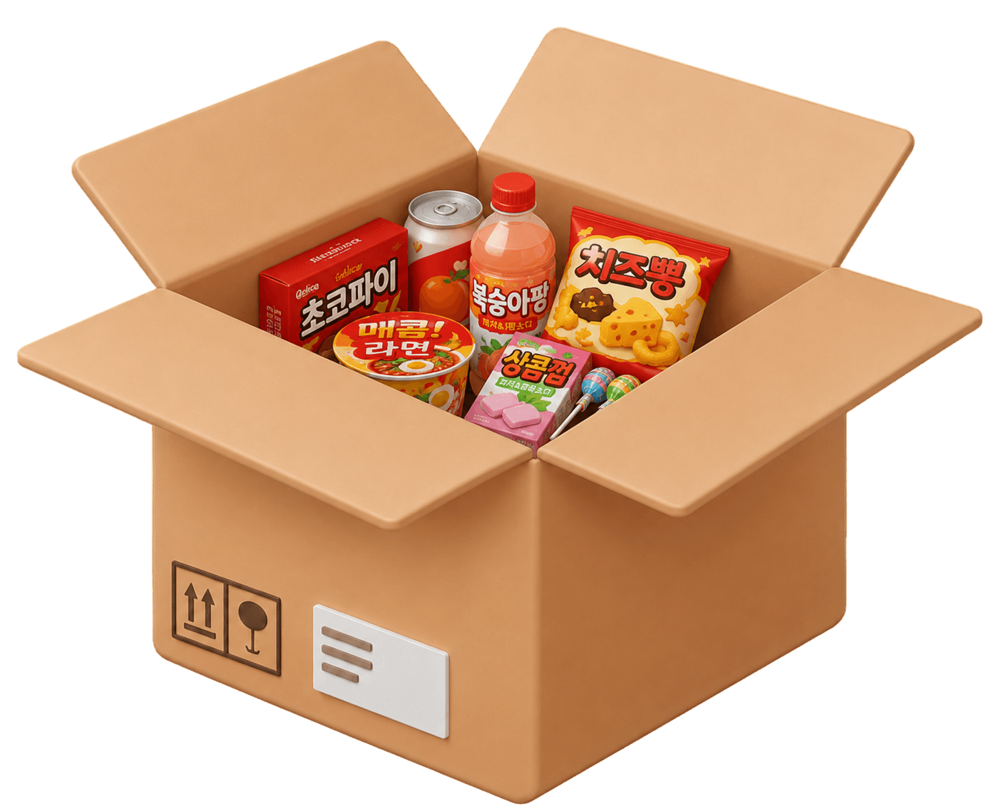 Box filled with Korean snacks